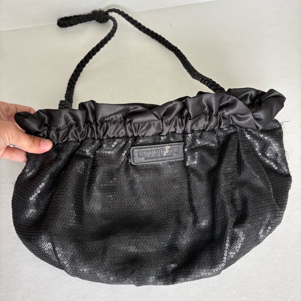 Bisou Bisou by Michele Bohbot black sequin clutch or crossbody bag